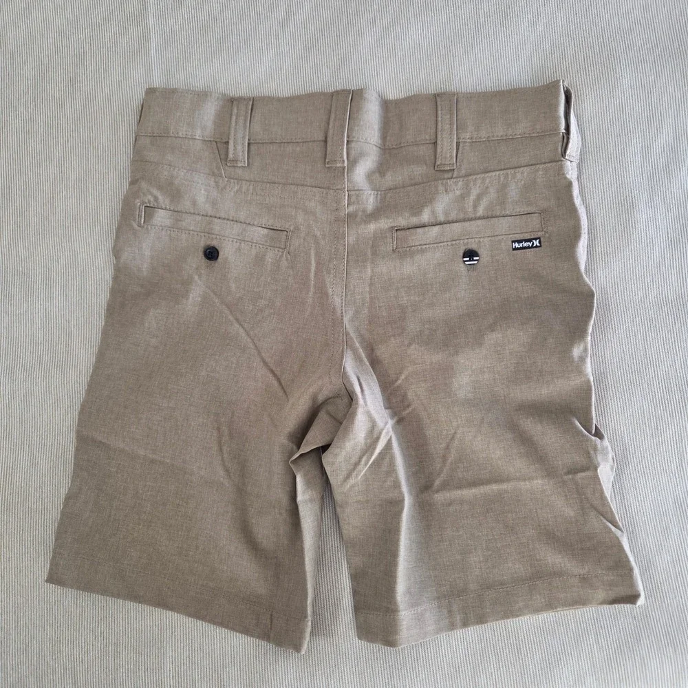 Hurley Shorts Boys XS 5/6 Khaki‎ Tan Stretch Flat Front Adjustable Waistband New